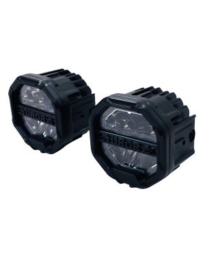 Lampy Robocze LED 4'' Światło Białe, Biały + Żółty DRL (Para)