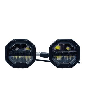 Lampy Robocze LED 4'' Światło Białe, Biały + Żółty DRL (Para)