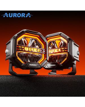 Lampy Robocze LED 4'' Światło Białe, Biały + Żółty DRL (Para)